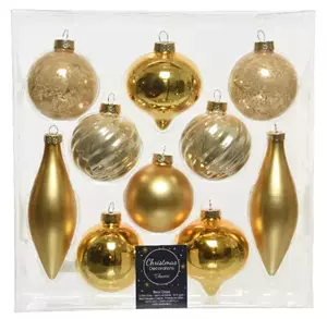 KERSTBALLEN MIX VAN GLAS GOUD | 6CM 10ST