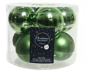 Kerstbal glas d7cm mos groen 8st