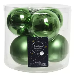 Kerstbal glas d8cm groen 6st