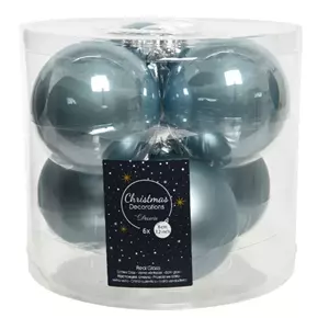 Kerstbal glas d8cm blauw 6st