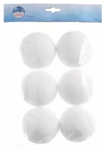 Decoris Sneeuwballen foam hang d8cm wit 6st
