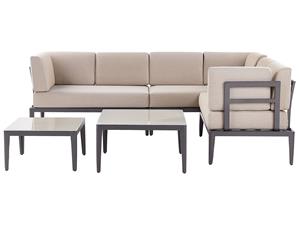 beliani Modernes Outdoor-Lounge-Set Aluminium grau/beige für 6 Personen modern Rima iii - Grau