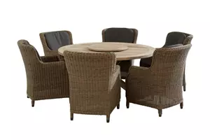 4 Seasons Outdoor Brighton tuinset met ronde teak Louvre tafel en lazy susan | 