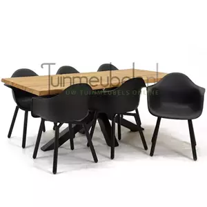 Lesli Living Tuinstoel Montreux zwart/zwart met Spectral tafel 200 cm