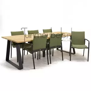 SUNS Tuinstoel Anzio dining Forest green met Basso 240 cm teaktafel