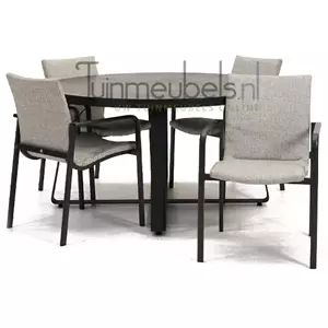 SUNS Tuinstoel Anzio dining soft grey met braga tafel 140 cm rond