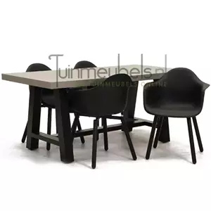 Lesli Living Tuinstoel Montreux zwart/zwart met toro tafel 180 cm