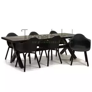 Lesli Living Tuinstoel Montreux zwart/zwart met braga tafel 240 cm