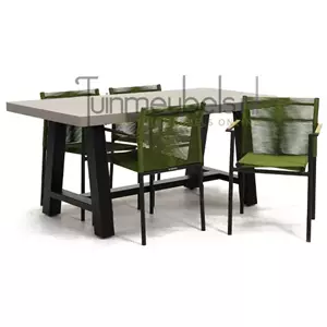 Applebee Tuinstoel jakarta olijf groen met toro tafel 180 cm