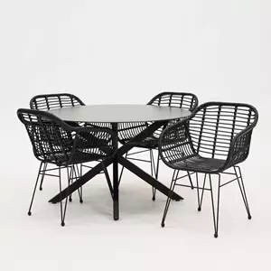 Lesli Living Tuinstoel moda zwart met crest tafel 120 cm rond