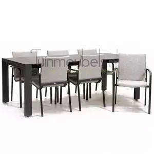 SUNS Tuinstoel Anzio soft grey 6 stoelen met rialto aluminium tafel 213 x 269 cm