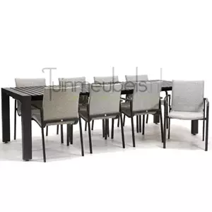 SUNS Tuinstoel Anzio soft grey 8 stoelen met rialto aluminium tafel 213 x 269 cm