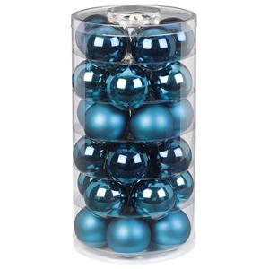 30x Stuks Glazen Kerstballen Diep Blauw 6 Cm Glans En Mat - Kerstbal