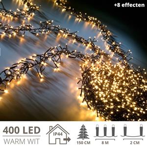 Zenzee Kerstverlichting - Kerstboomverlichting - Clusterverlichting - Kerstversiering - Kerst - 400 Led's - 8 Meter - Warm Wit