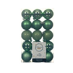 Decoris 30x Stuks Kunststof Kerstballen Groen 6 Cm Glans/mat/glitter - Kerstbal