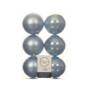 Decoris 6x Stuks Kunststof Kerstballen Lichtblauw 8 Cm Glans/mat - Kerstbal