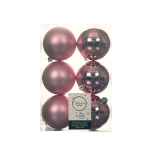 Decoris 6x Stuks Kunststof Kerstballen Lippenstift Roze 8 Cm Glans/mat - Kerstbal