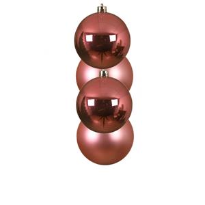 Decoris 4x Stuks Kunststof Kerstballen Lippenstift Roze 10 Cm Glans/mat - Kerstbal