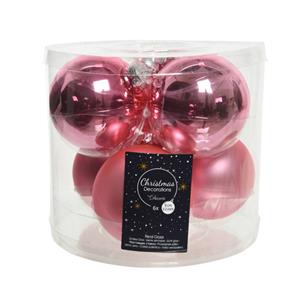 Decoris 6x Stuks Glazen Kerstballen Lippenstift Roze 8 Cm Mat/glans - Kerstbal