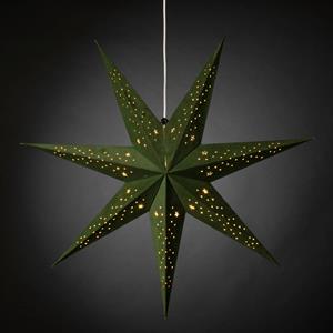 KONSTSMIDE Sierster Kerstster, kerstversiering Papieren ster, led ster met groen fluweel, geperforeerd, 7 punten (1 stuk)