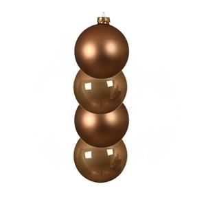 Decoris 4x Stuks Glazen Kerstballen Toffee Bruin 10 Cm Mat/glans - Kerstbal