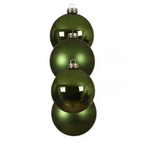 Decoris 4x Stuks Glazen Kerstballen Groen 10 Cm Mat/glans - Kerstbal