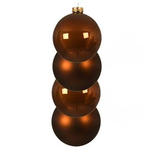 Decoris 4x Stuks Glazen Kerstballen Kaneel Bruin 10 Cm Mat/glans - Kerstbal