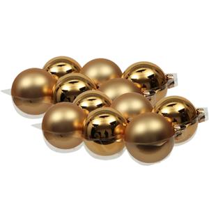 Othmara decorations 12x stuks glazen kerstballen goud 8 cm mat/glans -