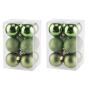 Cosy & Trendy 24x Appelgroene kerstballen 6 cm kunststof mat/glans -