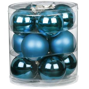 Christmas goods 12x stuks glazen kerstballen diep blauw 8 cm glans en mat -