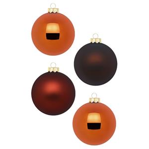 Christmas goods 12x stuks glazen kerstballen kastanje bruin 8 cm glans en mat -