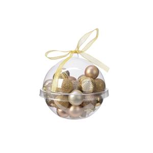 Decoris 30x stuks kleine kunststof kerstballen bruin/goud/champagne 3 cm -