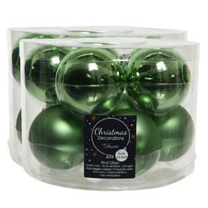 Decoris 30x stuks glazen kerstballen groen 6 cm mat/glans -
