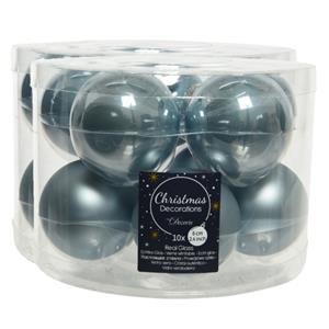 Decoris 30x stuks glazen kerstballen lichtblauw 6 cm mat/glans -