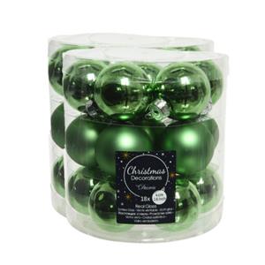 Decoris 54x stuks kleine glazen kerstballen groen 4 cm mat/glans -
