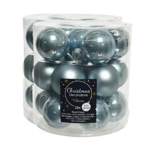 Decoris 54x stuks kleine glazen kerstballen lichtblauw 4 cm mat/glans -