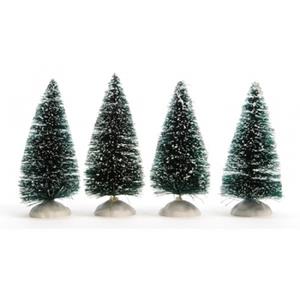 16x Kerstdorp onderdelen miniatuur boompjes met sneeuw 10 cm -