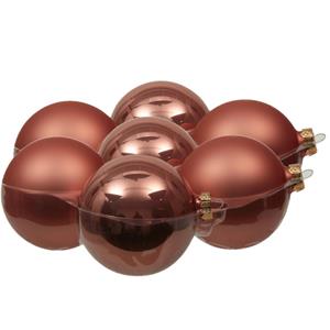 Othmara decorations 8x stuks glazen kerstballen koraal roze 10 cm mat/glans -