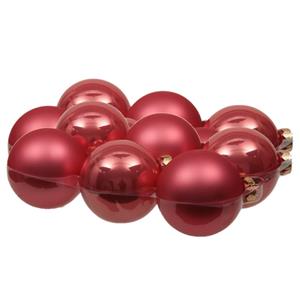Othmara decorations 12x stuks glazen kerstballen bubblegum roze 8 cm mat/glans -