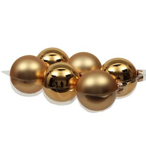 Othmara decorations 6x stuks glazen kerstballen goud 8 cm mat/glans -