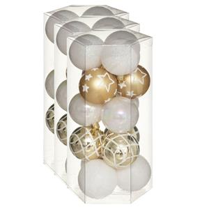45x stuks kerstballen mix wit/goud gedecoreerd kunststof 5 cm -