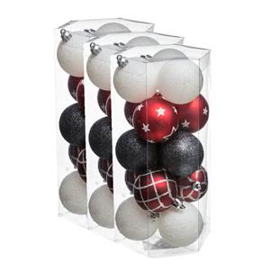 45x stuks kerstballen mix wit/rood/groen gedecoreerd kunststof 5 cm -