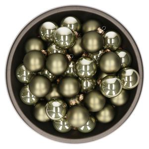 Kerstballen set van glas 36x stuks graniet groen 6 cm -