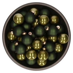 Kerstballen set van glas 36x stuks olijf groen 6 cm -