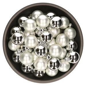 Kerstballen set van glas 36x stuks zilver 6 cm mat en glans -