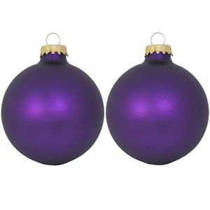 Krebs 16x Magic velvet paarse glazen kerstballen mat 7 cm kerstboomversiering -