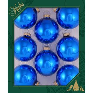 Krebs 16x stuks glazen kerstballen 7 cm klassiek blauw glans -