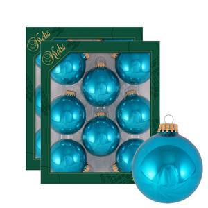 Krebs 16x stuks glazen kerstballen 7 cm tropical aqua blauw -