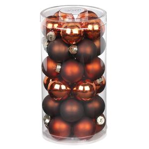 Christmas goods 60x stuks kleine glazen kerstballen kastanje bruin 4 cm -