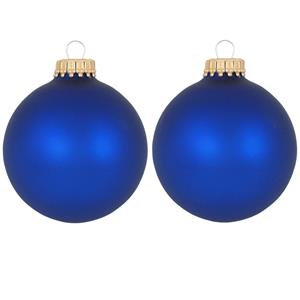 Krebs 16x Royal velvet blauwe glazen kerstballen mat 7 cm kerstboomversiering -